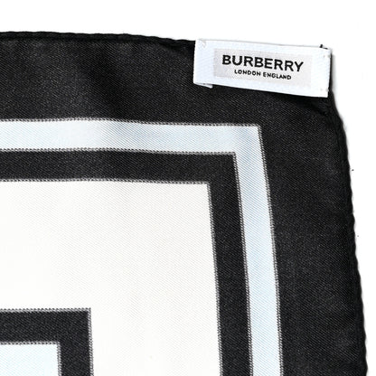 Burberry Silk Monogram Icon Stripe Check Print Scarf Pale Blue 4 of 4