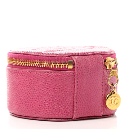 Chanel Caviar Round Jewelry Travel Case Pink 3 of 11