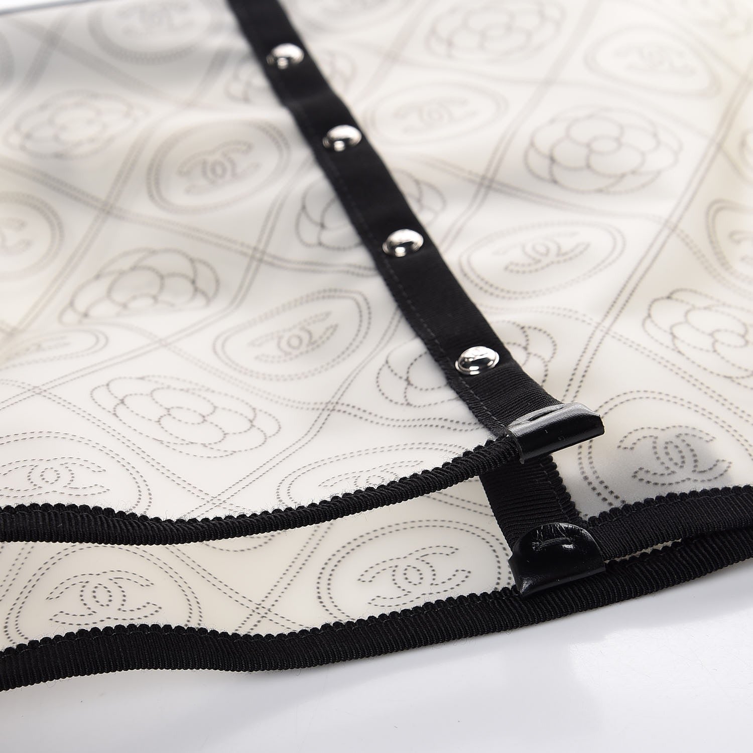 Chanel PVC Calfskin Coco Bag Raincoat White Black 6 of 6