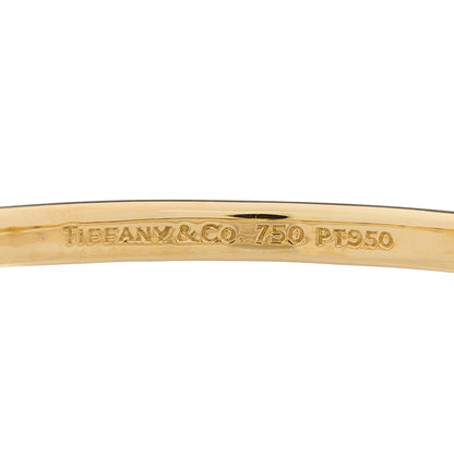 Tiffany 18K Yellow Gold Platinum Diamond 4.5mm Etoile Bangle Bracelet 2 of 5