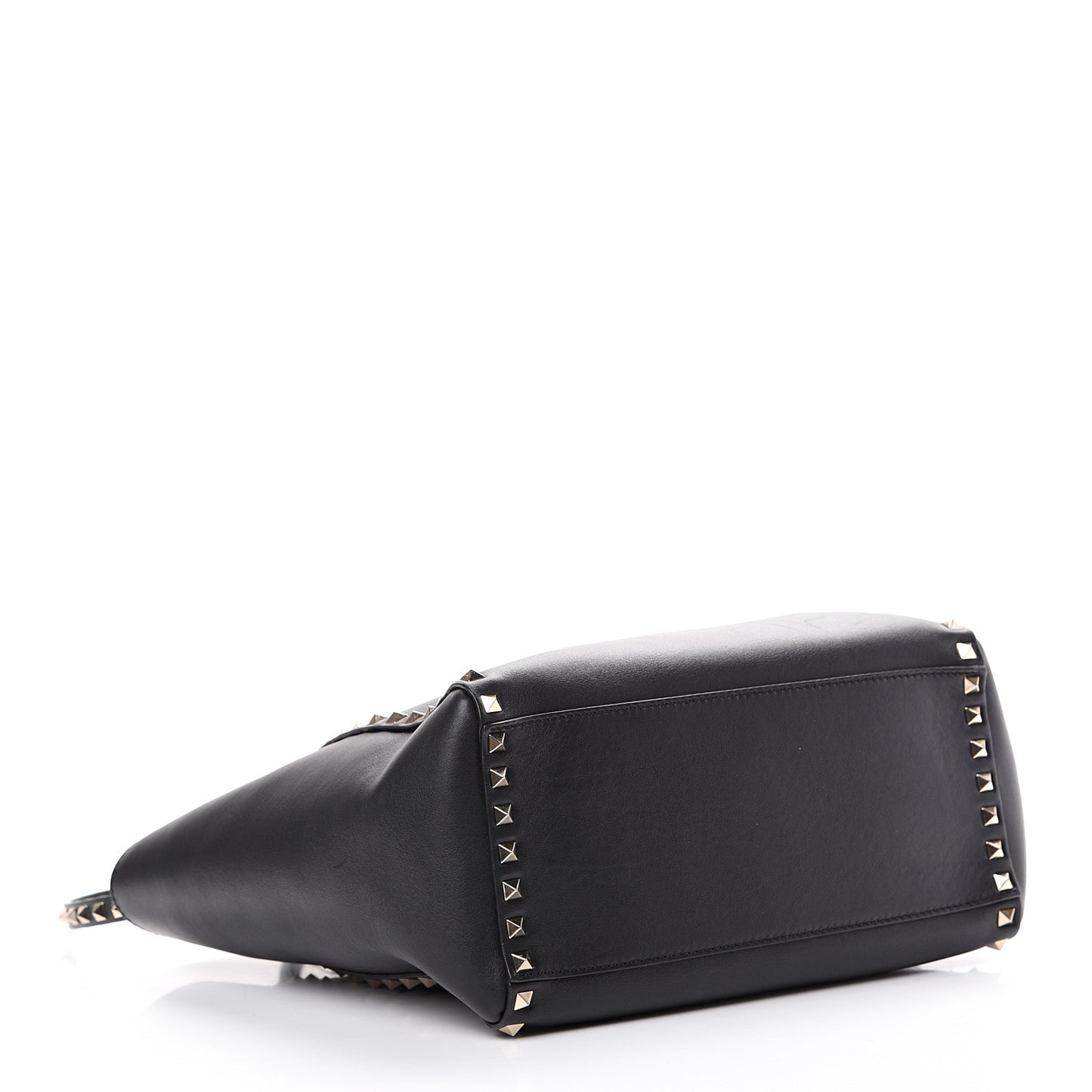 Vitello Rockstud Double Handle Tote Black