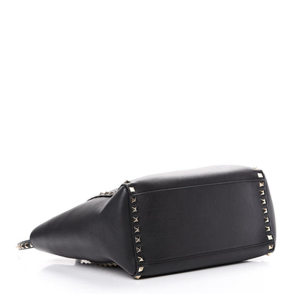 Valentino Garavani Vitello Rockstud Double Handle Tote Black 3 of 11