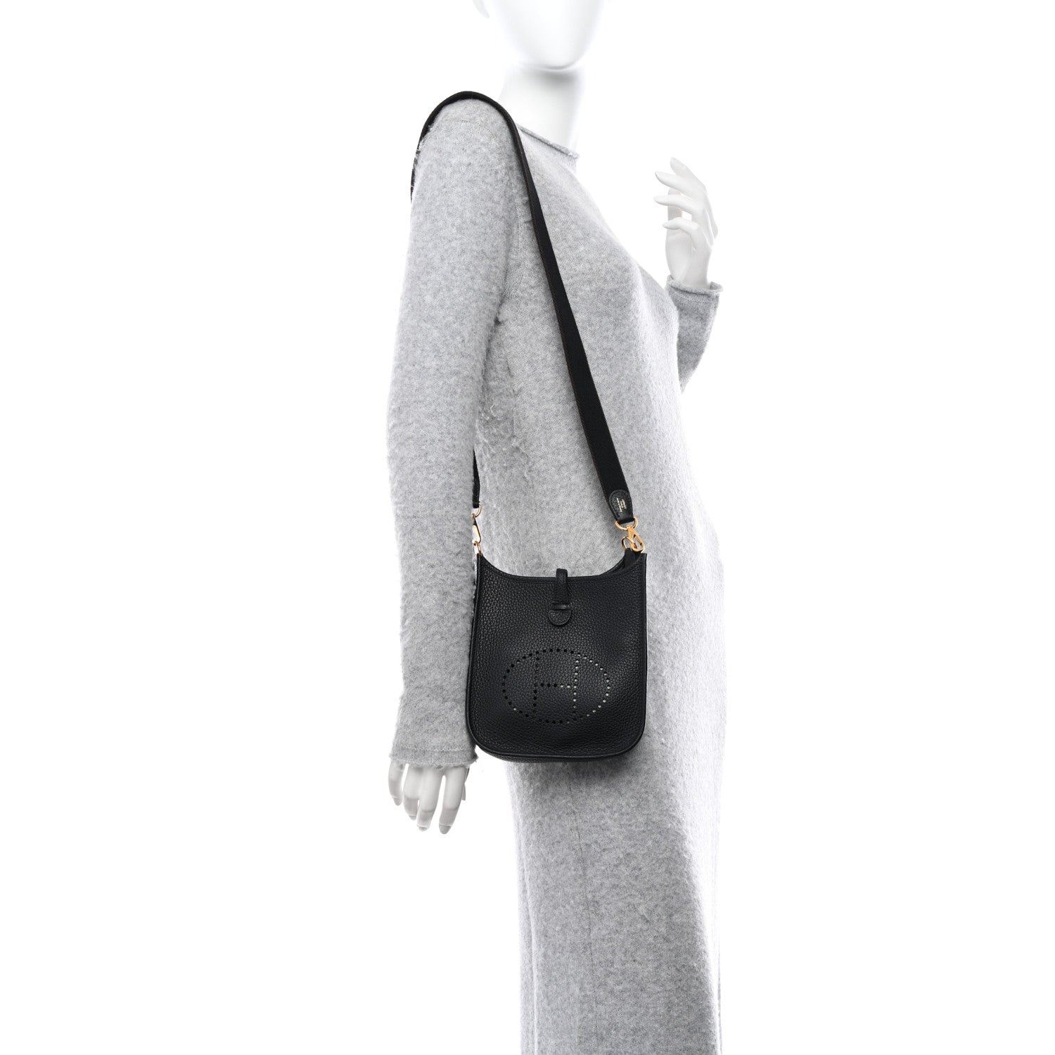 Hermes Taurillon Clemence Amazone Evelyne TPM Black Chocolate 2 of 10