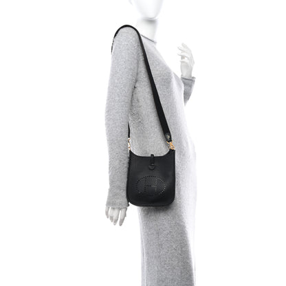 Hermes Taurillon Clemence Amazone Evelyne TPM Black Chocolate 2 of 10