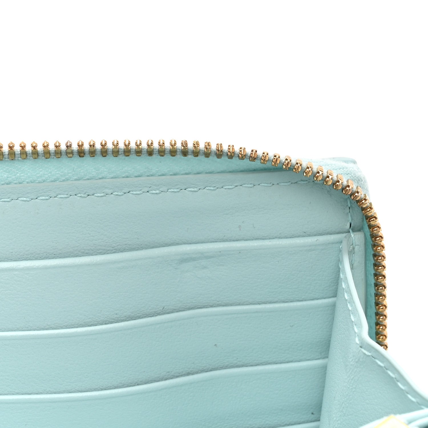 Bottega Veneta Shiny Calfskin Maxi Intreccio Zip Around Wallet Teal Washed 7 of 12