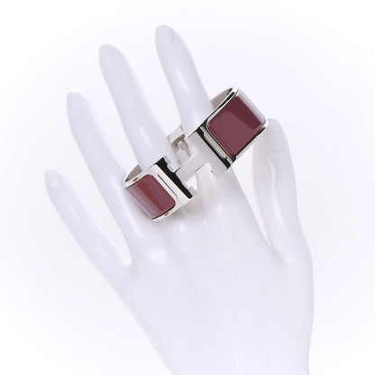 Hermes Enamel Wide Clic Clac H Bracelet PM Rouge De Chine 2 of 5