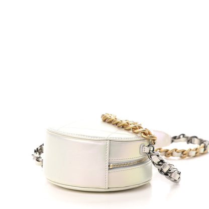 Chanel Iridescent Calfskin Quilted 19 Round Clutch With Chain White 9 of 11