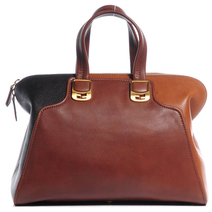 Fendi Capra Vitello Saddle Colorblock Large Chameleon Tote Moro Biscotto 1 of 8