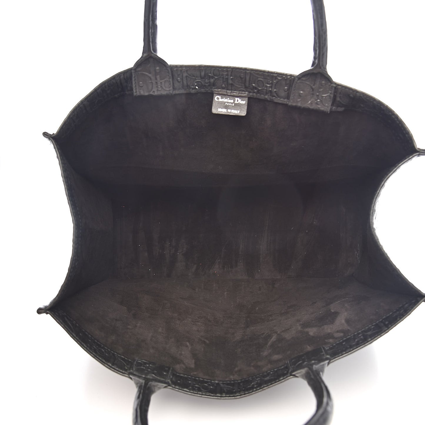 Oblique Calfskin Embossed Book Tote Black