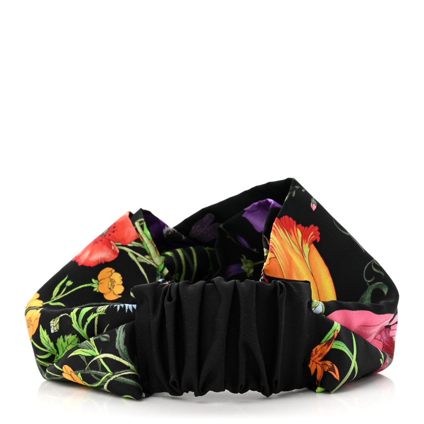 Silk Monogram Flora Print Headband M Black