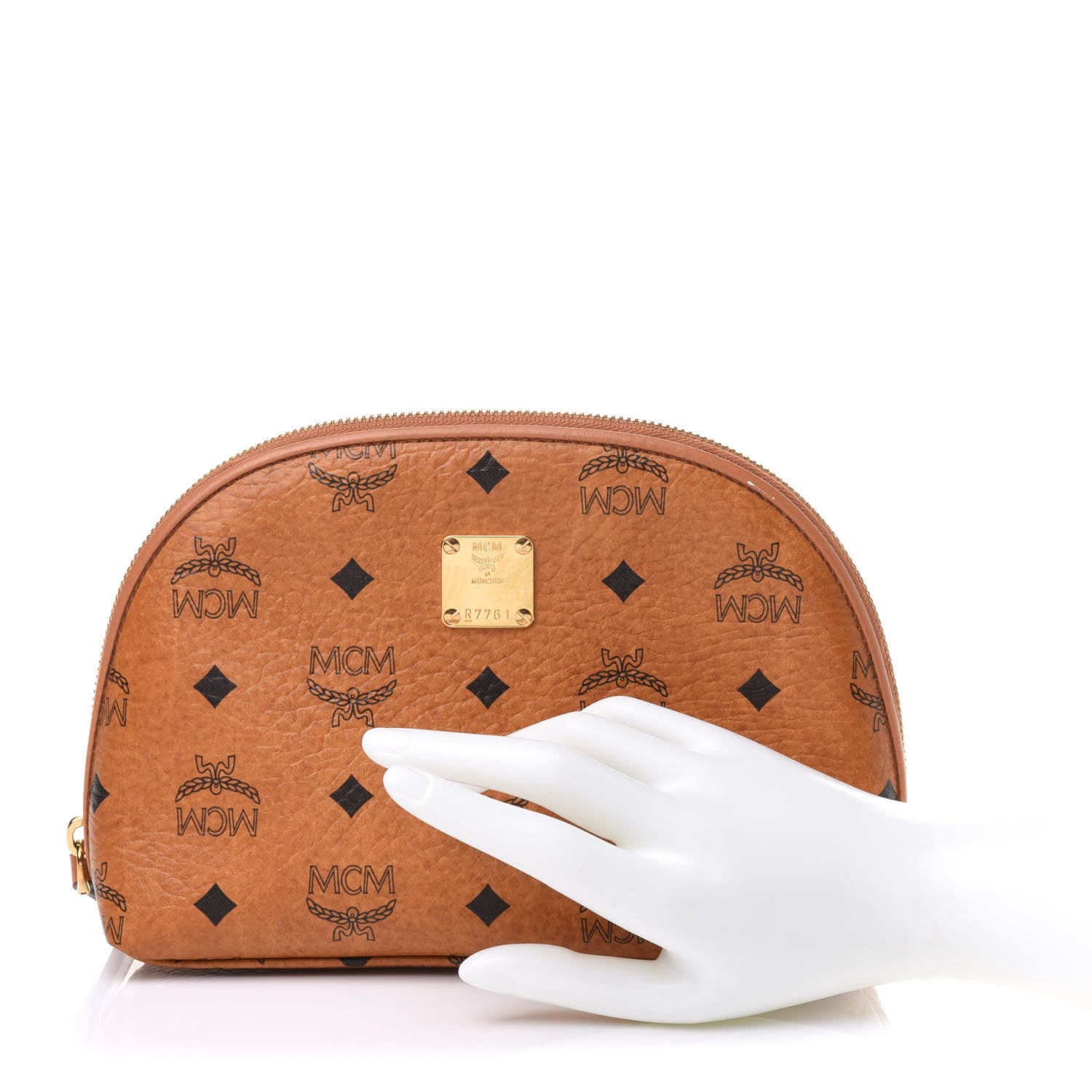 MCM Visetos Heritage Large Cosmetic Pouch Cognac 2 of 12