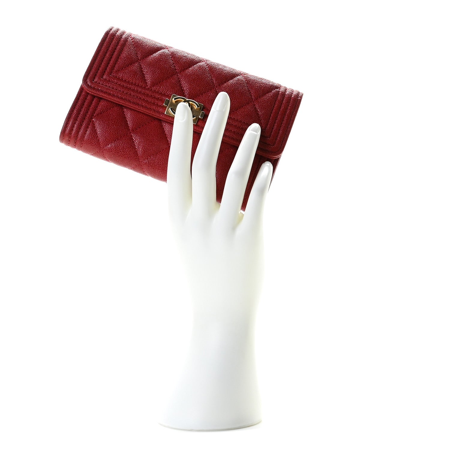 Chanel Caviar Quilted Medium Boy Flap Wallet Burgundy 2 of 8
