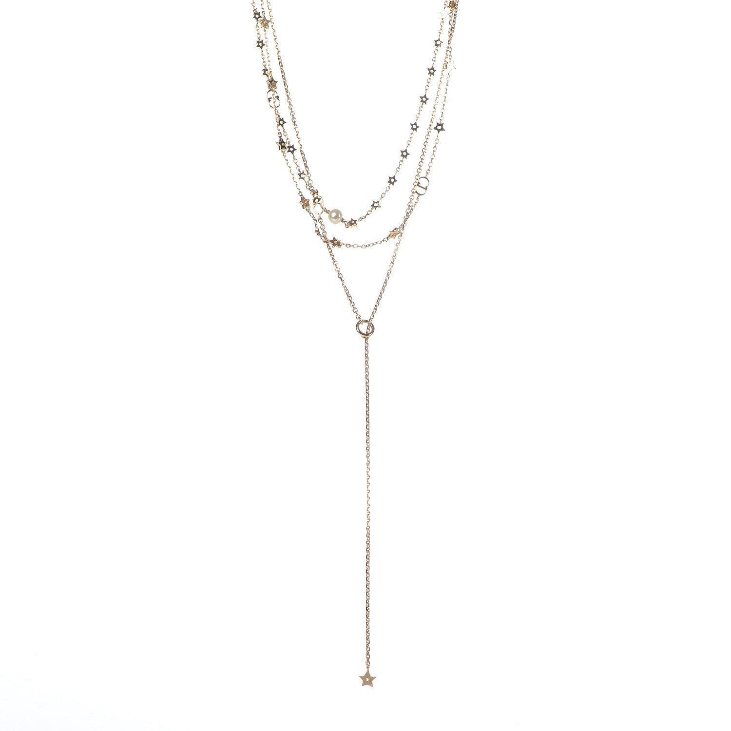 Christian Dior Metal Pearl CD Multi Strand Necklace Gold 1 of 4