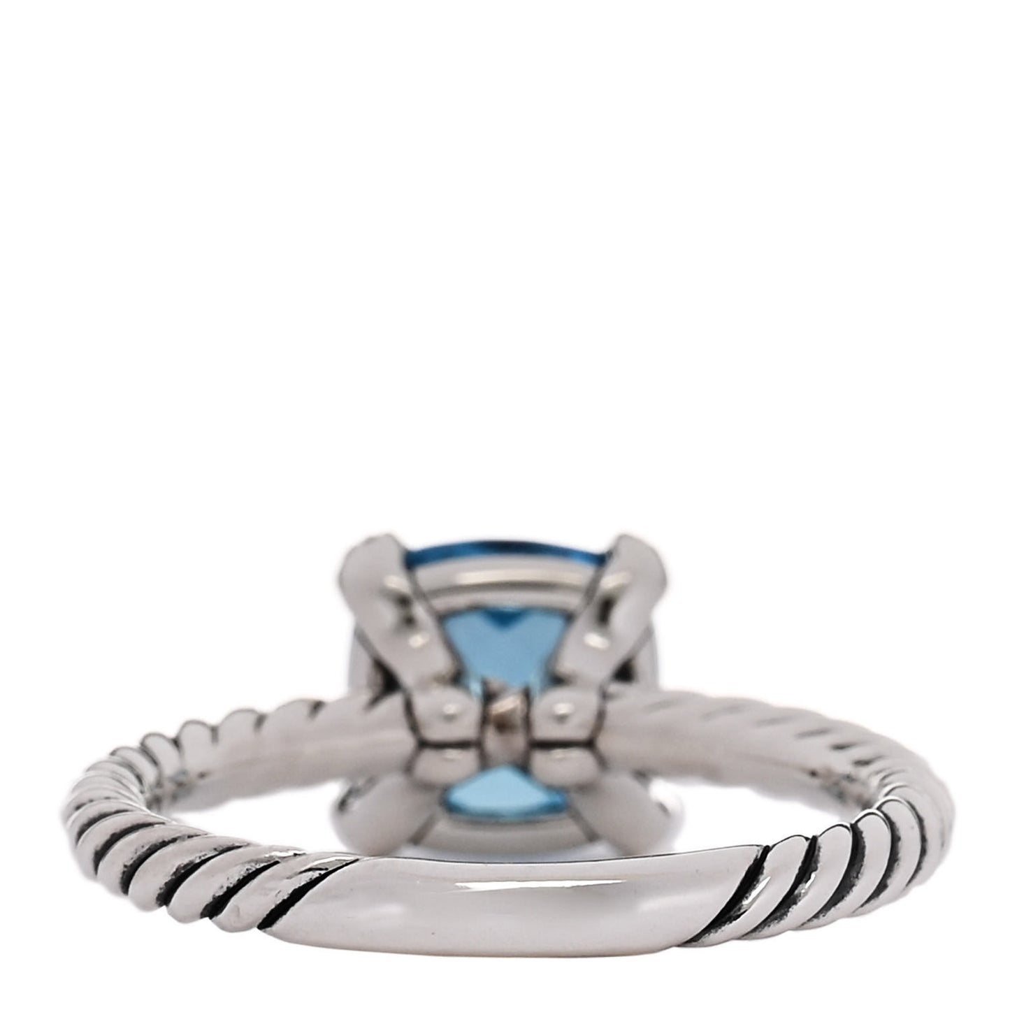 Sterling Silver Diamond Blue Topaz 8mm Chatelaine Ring 53 6.25