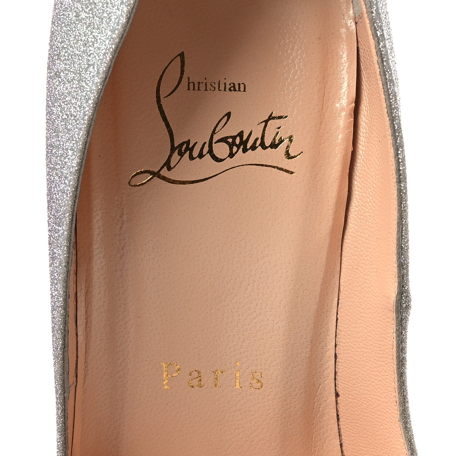 Christian Louboutin Mini Glitter Lady Peep 150 Pumps 37 Ivory 7 of 9