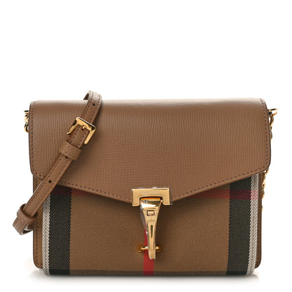 Burberry Derby Calfskin House Check Baby Macken Crossbody Bag Camel 1 of 8