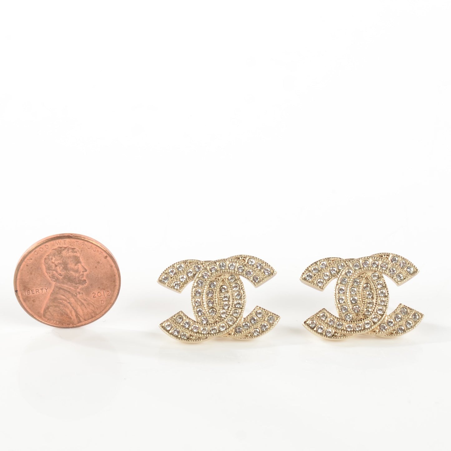 Crystal Double CC Earrings Light Gold