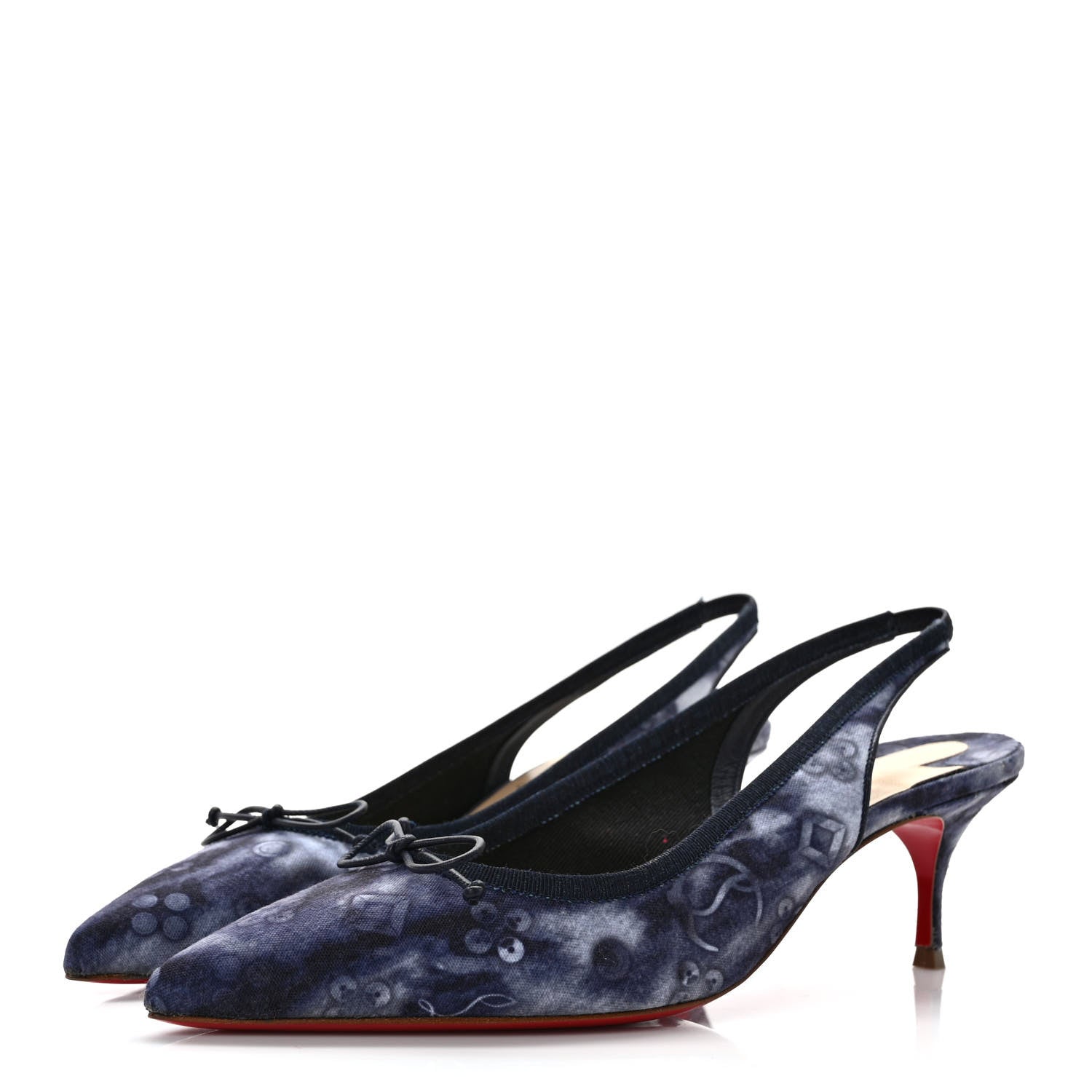 Christian Louboutin Denim Tie Dye Punk Hall Slingback Flats 37 Navy Multicolor 3 of 7