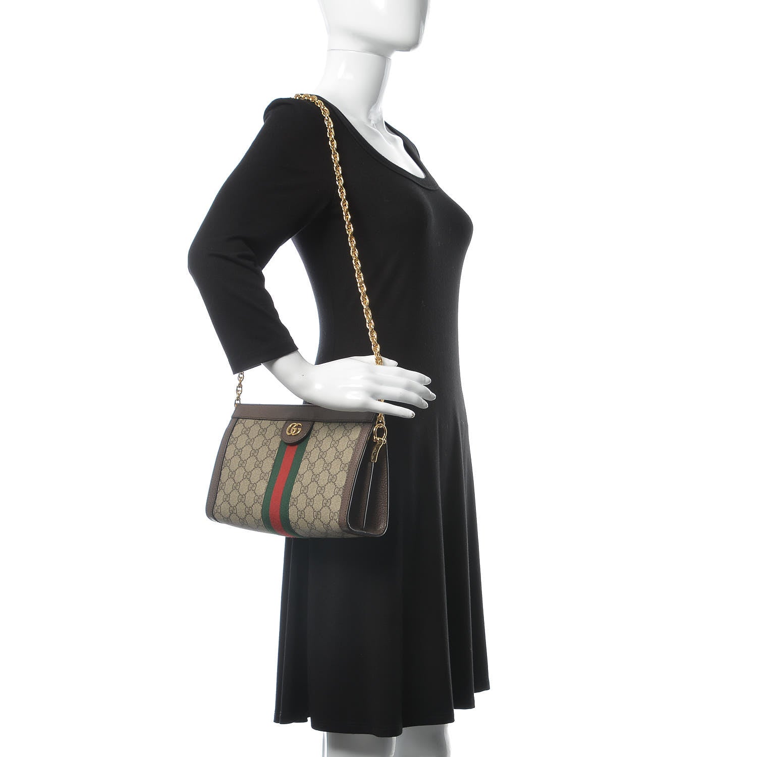 Gucci GG Supreme Monogram Web Small Ophidia Chain Shoulder Bag Brown 2 of 10