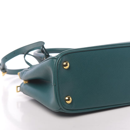 Prada Saffiano Lux Mini Galleria Double Zip Tote Ottanio 9 of 10