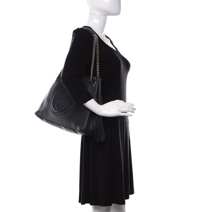 Gucci Pebbled Calfskin Medium Soho Chain Shoulder Bag Black 2 of 10