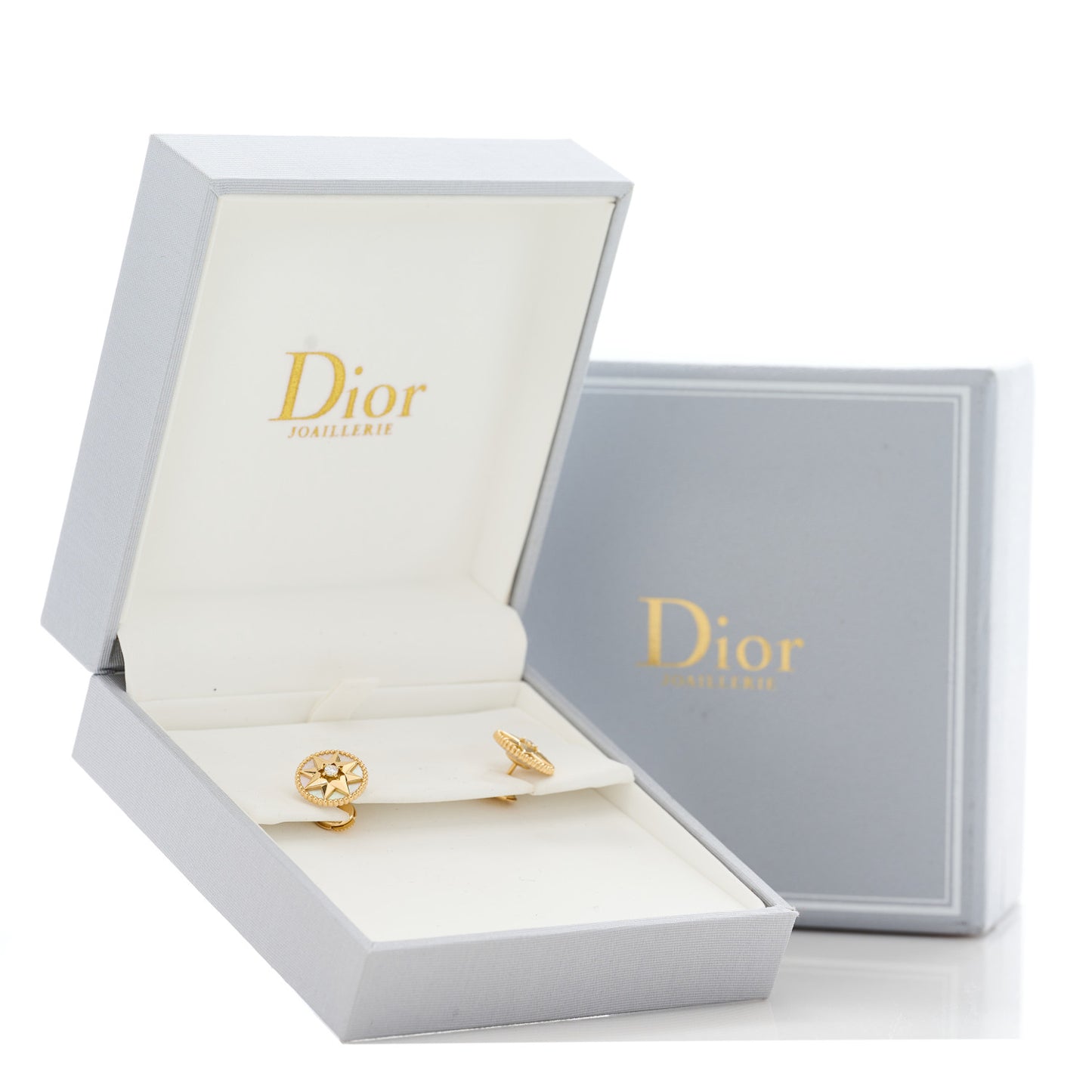 18K Yellow Gold Diamond Mother Of Pearl Large Rose Des Vents Earrings