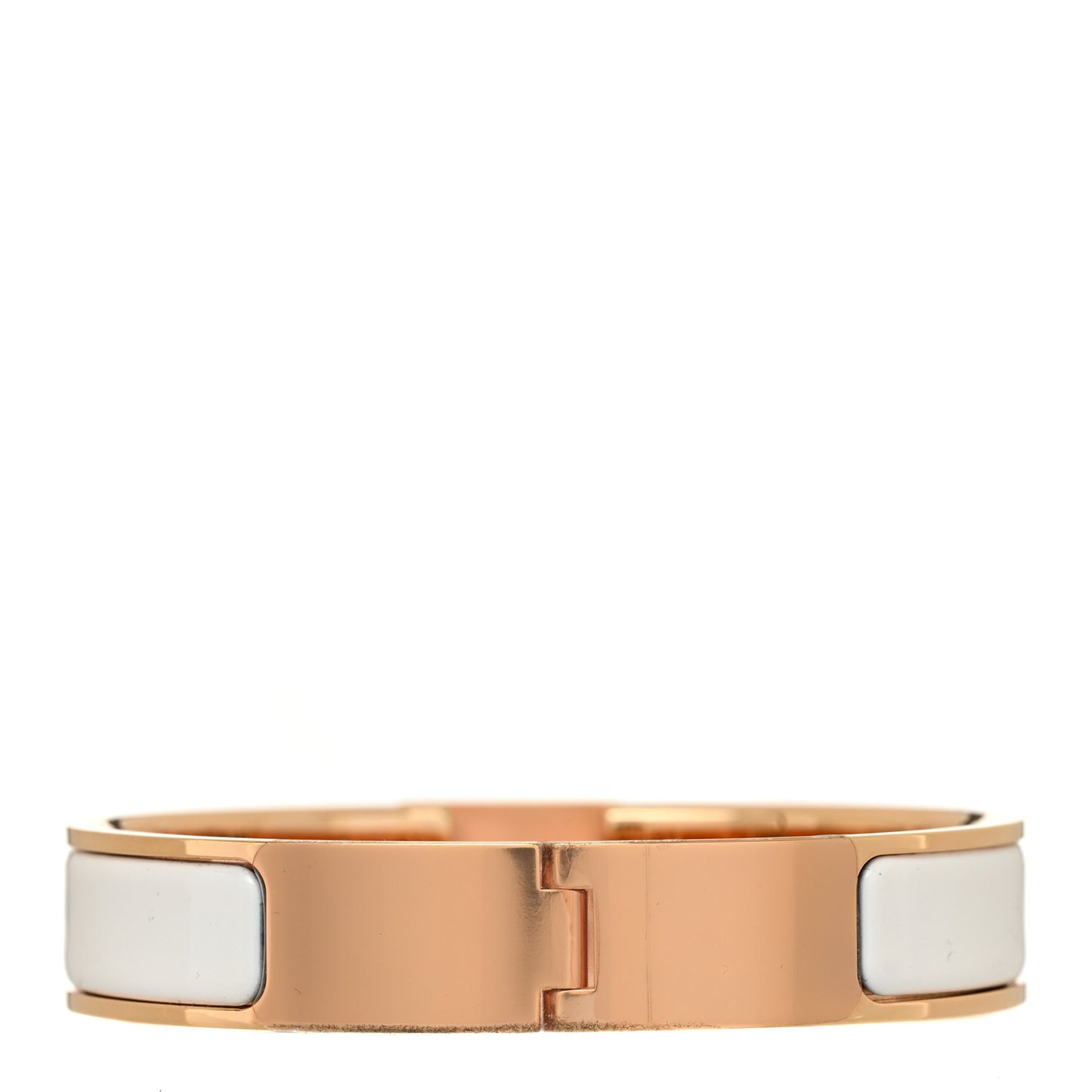 Enamel Narrow Clic Cadenas Bracelet PM White
