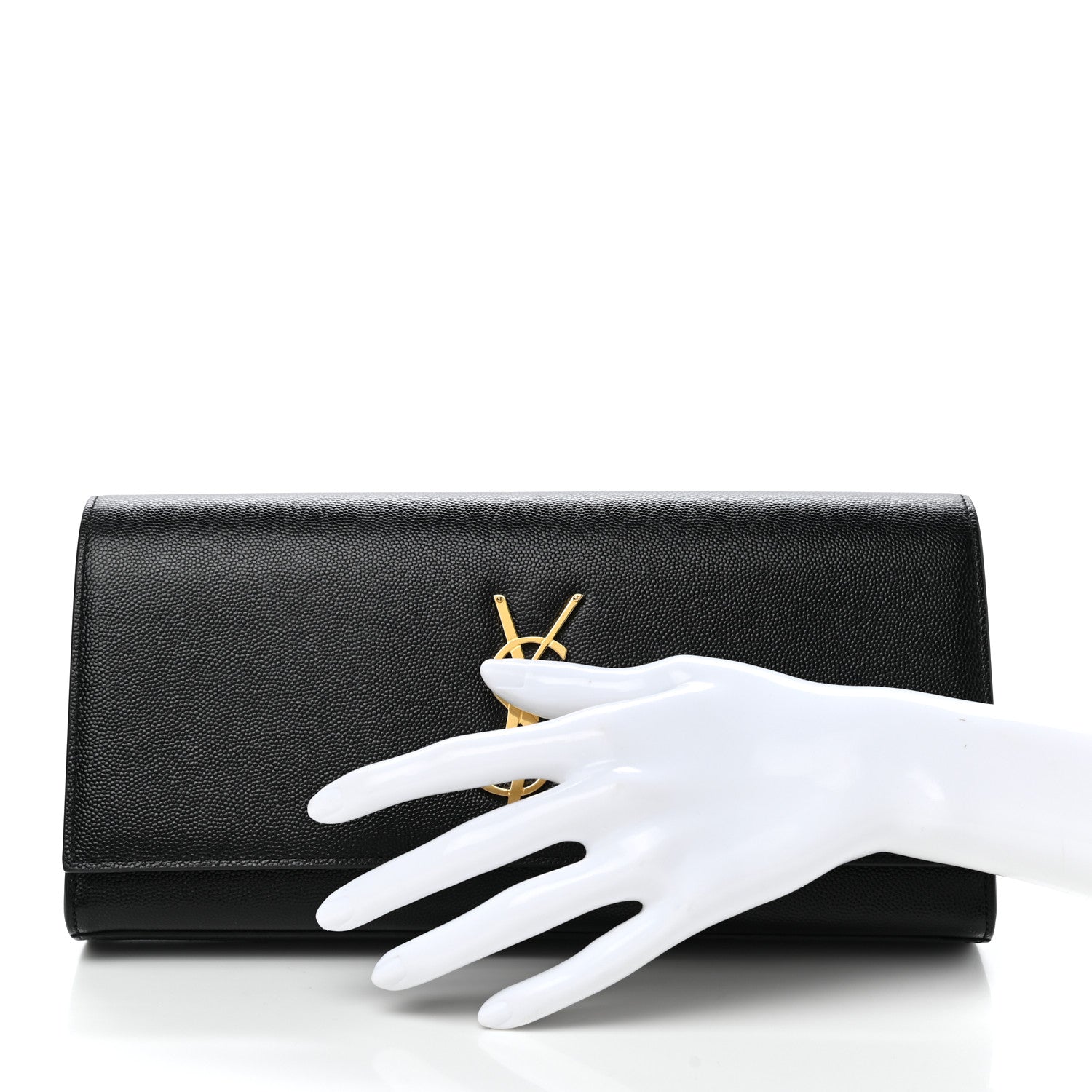 Saint Laurent Grain De Poudre Monogram Cassandre Clutch Black 2 of 8