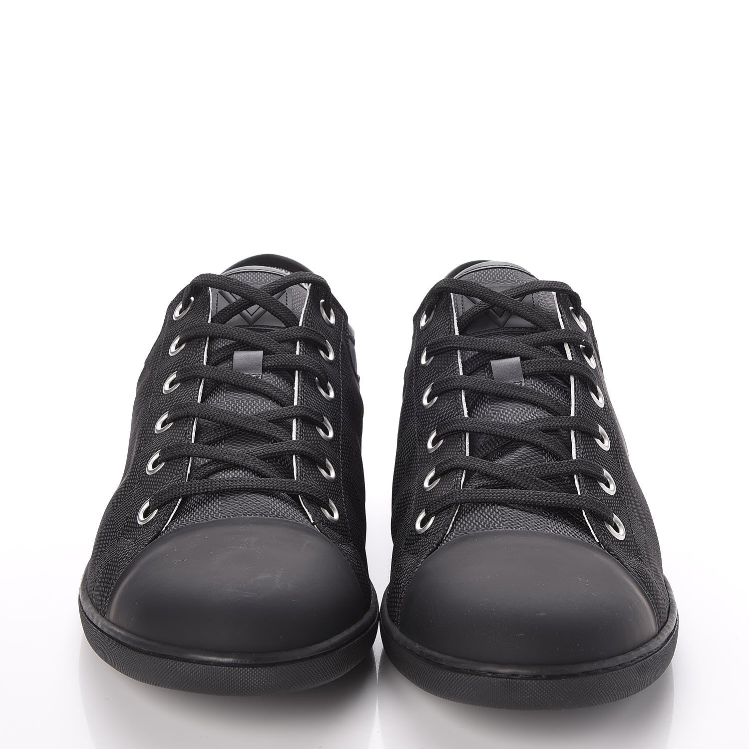 Louis Vuitton Lambskin Damier Graphite Baseball Sneakers 12 Black 2 of 9