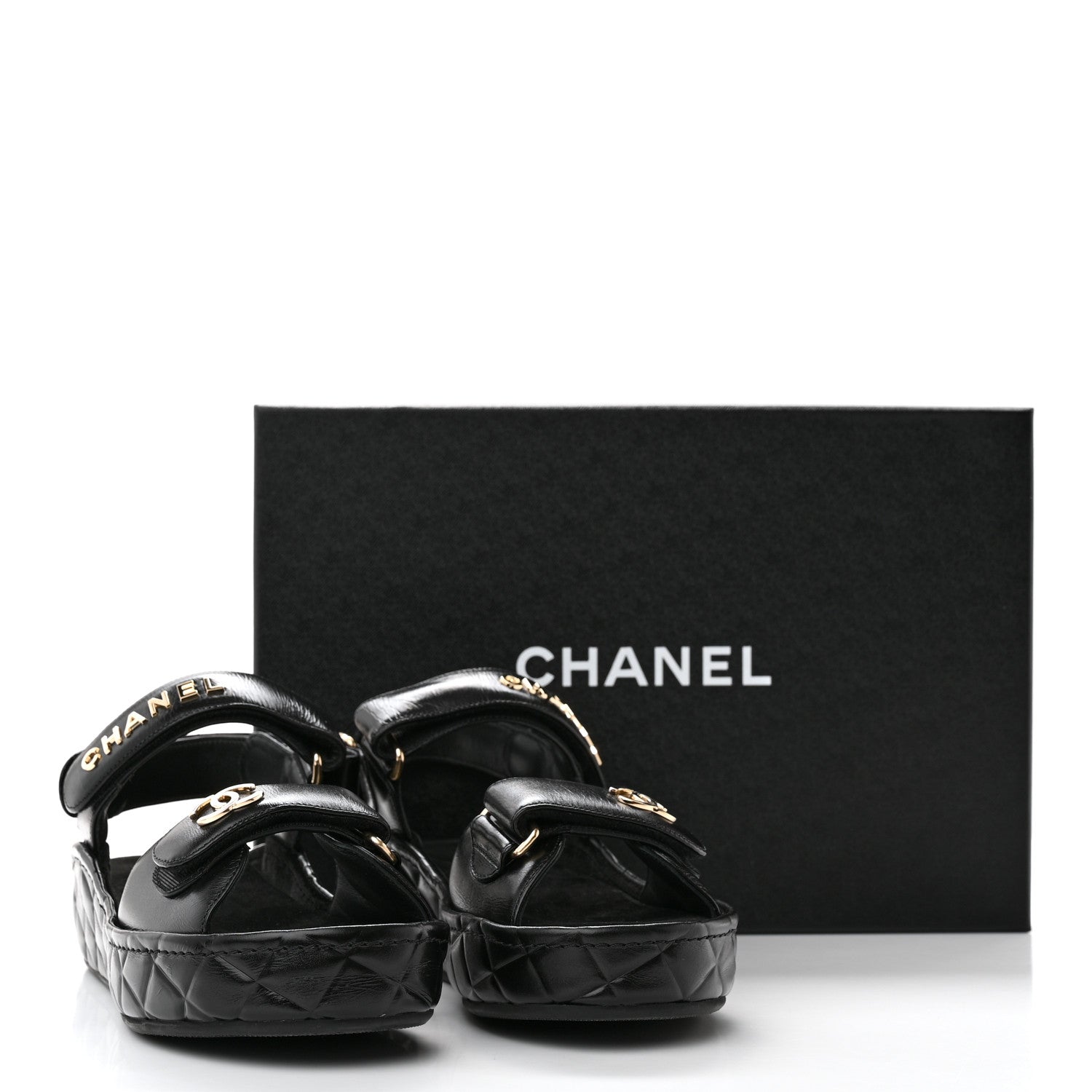 Chanel Shiny Calfskin Logo Platform Sandals 36 Black 11 of 11