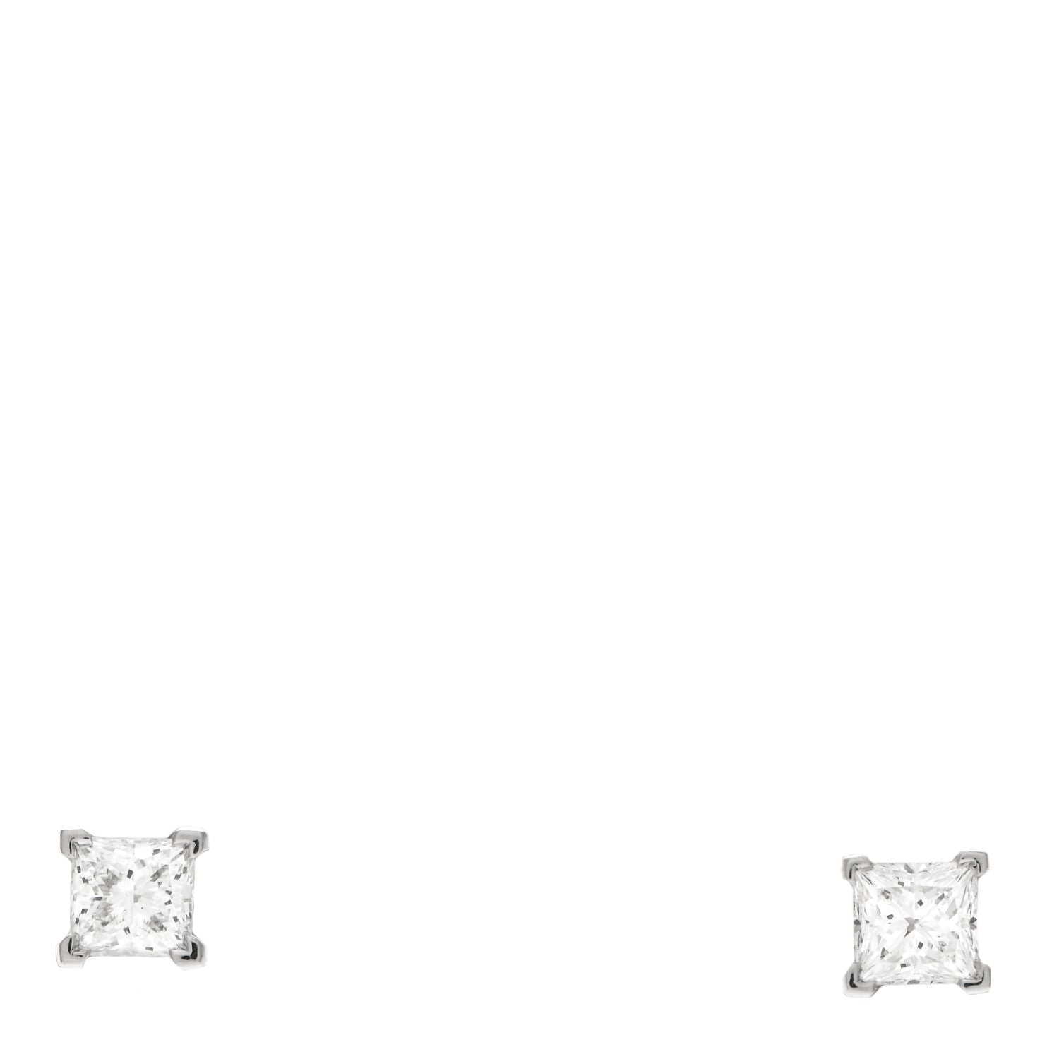 Tiffany Platinum Diamond .40ctw Princess Cut Solitaire Earrings 1 of 5