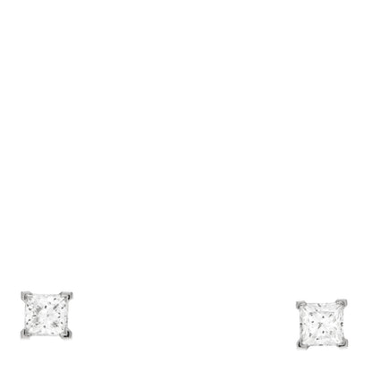 Tiffany Platinum Diamond .40ctw Princess Cut Solitaire Earrings 1 of 5