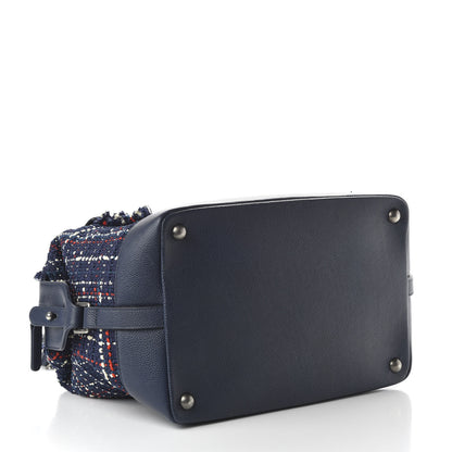 Chanel Tweed Trip Bowling Bag Navy Burgundy 4 of 10