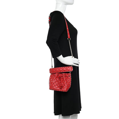 Valentino Garavani Nappa Mini Rockstud Spike Bucket Bag Rouge Pur 2 of 9