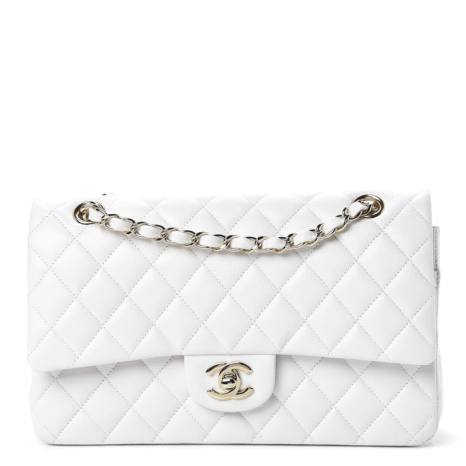 Chanel Caviar Quilted Medium Double Flap White 1 of 14