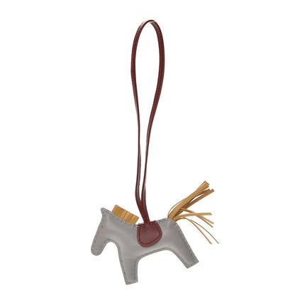 Hermes Milo Lambskin Grigri Rodeo Horse Bag Charm PM Bleu Glacier Curry Rouge H 1 of 4