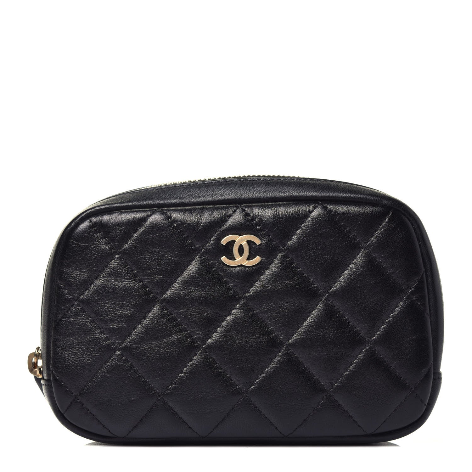 Chanel Lambskin Quilted Small Curvy Pouch Cosmetic Case Black 1 of 7
