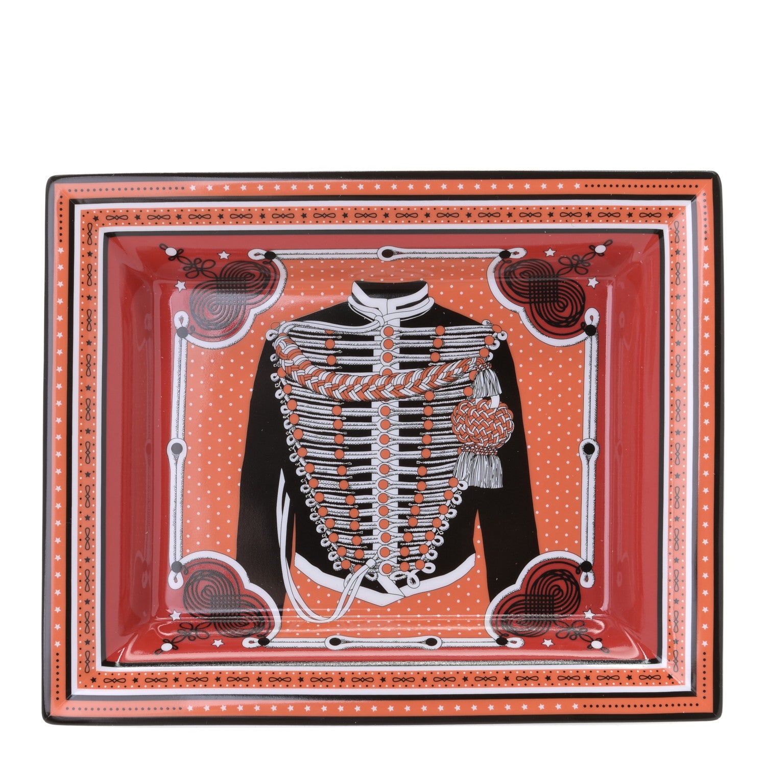 Hermes Porcelain Brandebourg Bandana Change Tray Rouge Cochenille 1 of 4