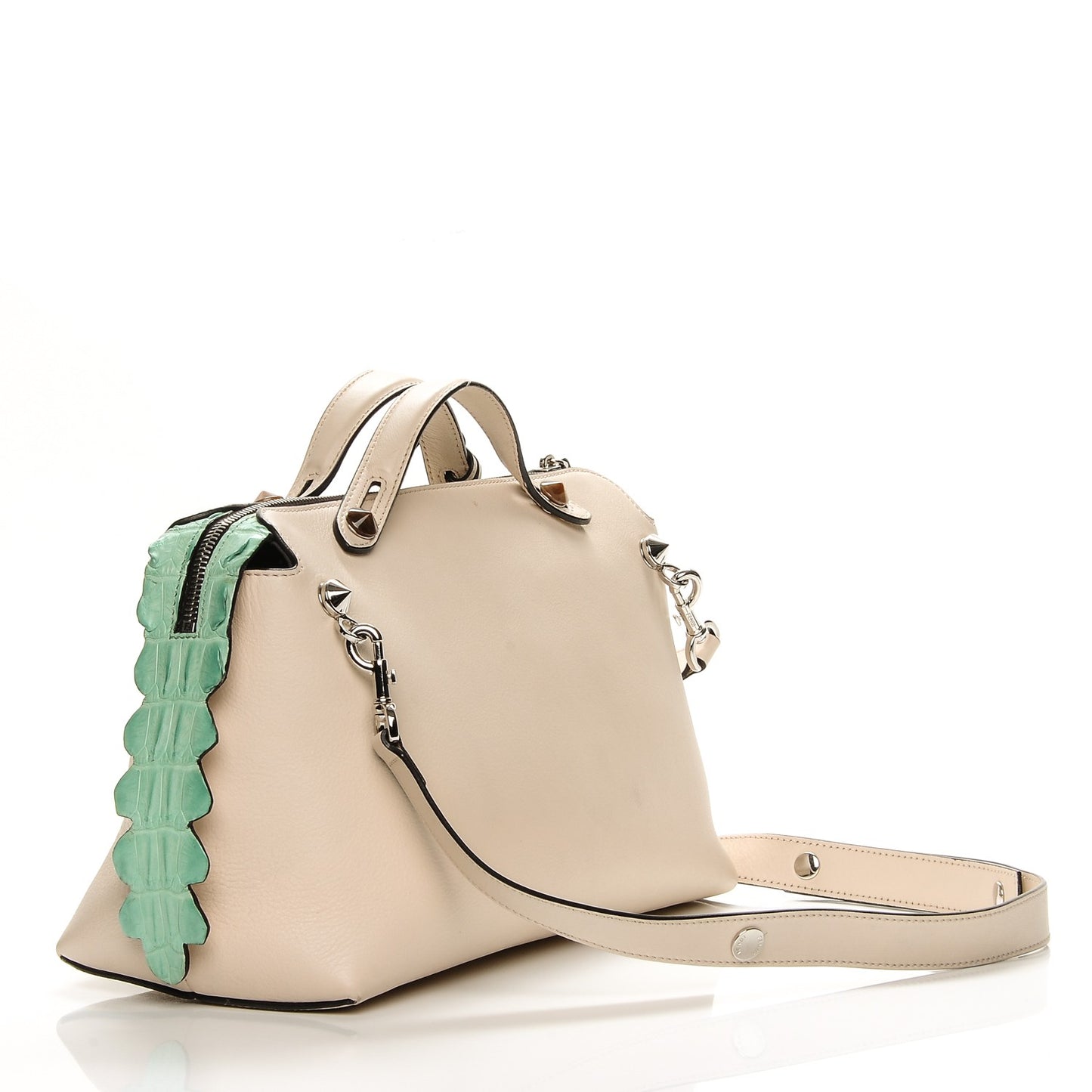 Vitello Dolce Croc Tail Large By The Way Boston Bag Camelia Menta