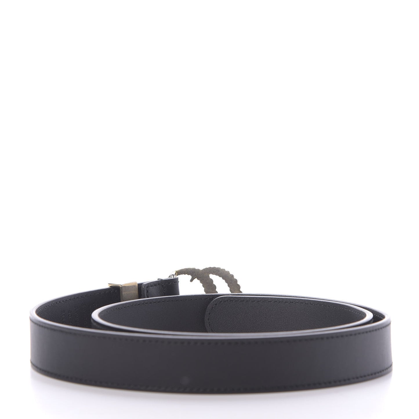 Moon Calfskin Torchon Double G 25mm Belt 80 32 Black