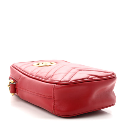 Gucci Calfskin Matelasse Mini GG Marmont Crossbody Bag Hibiscus Red Hibiscus Red 4 of 13