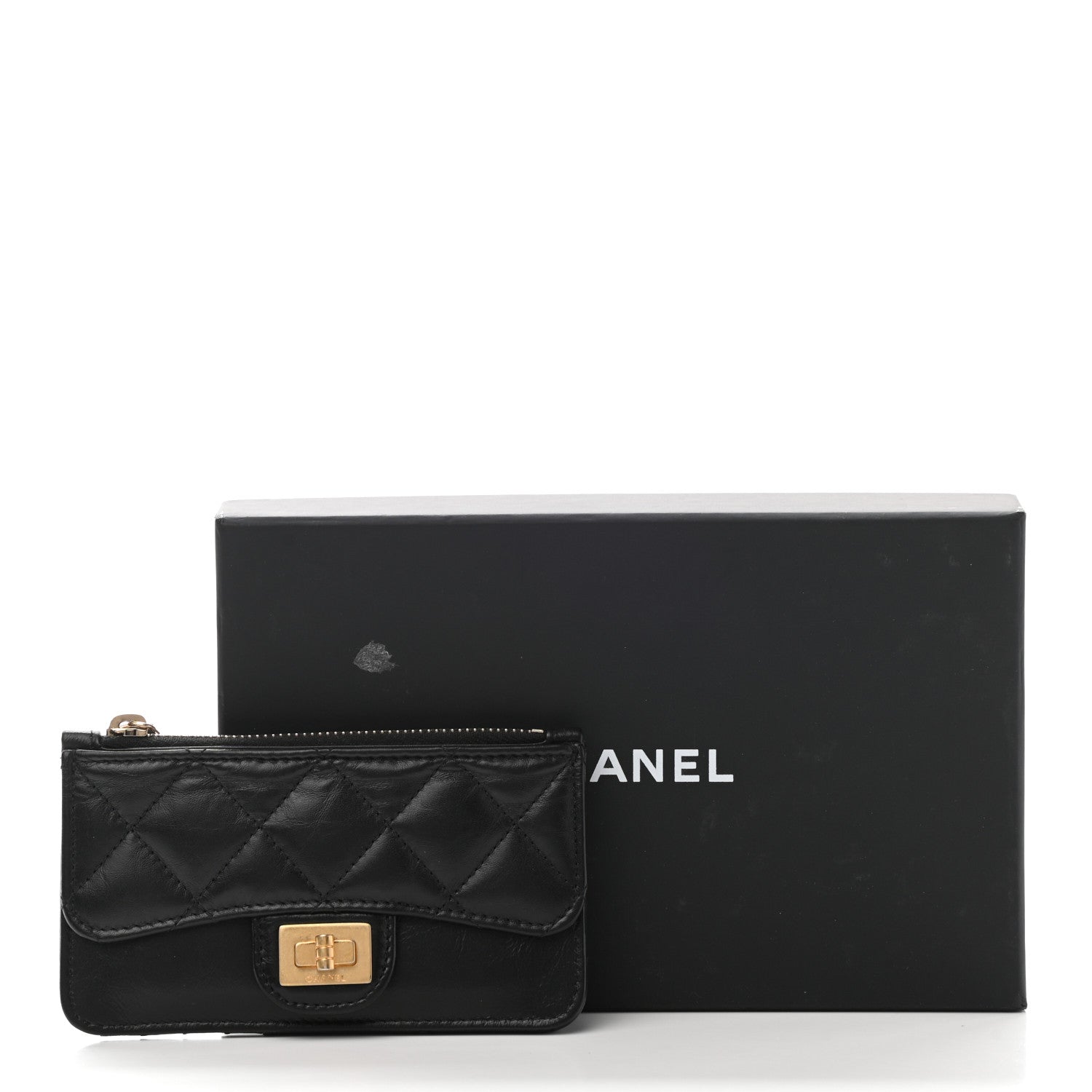 Chanel Aged Calfskin Quilted Reissue Flap Zip Card Holder Black 8 of 8