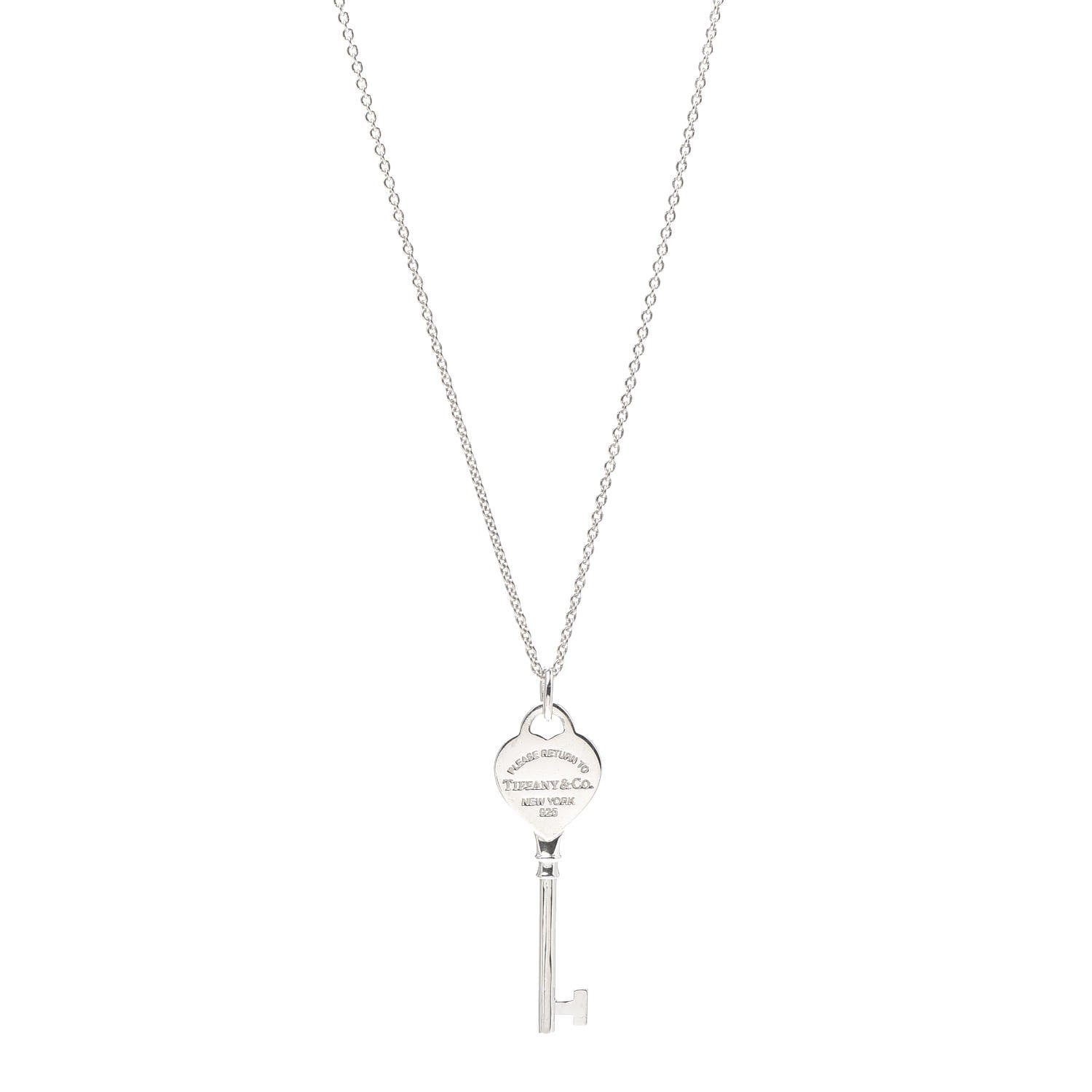 Tiffany Sterling Silver Return to Tiffany Heart Key Pendant Necklace 1 of 5