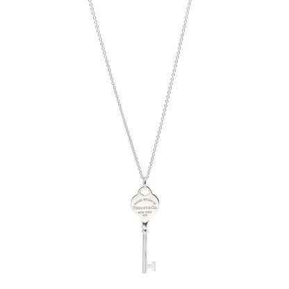 Tiffany Sterling Silver Return to Tiffany Heart Key Pendant Necklace 1 of 5