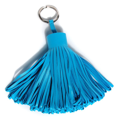 Hermes Lambskin Carmen Alto Tassel Key Holder Bleu Aztec 2 of 5