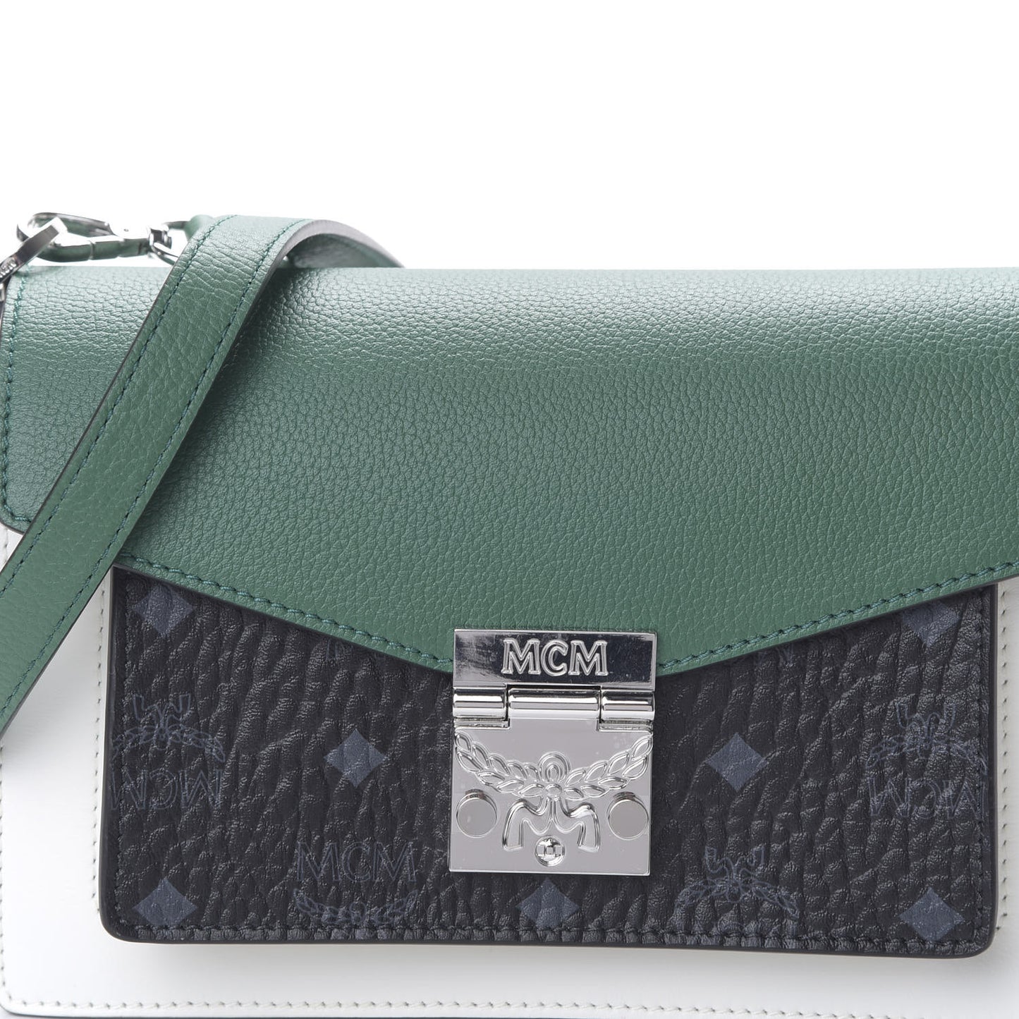Calfskin Visetos Small Patricia Crossbody Bag Eden Black