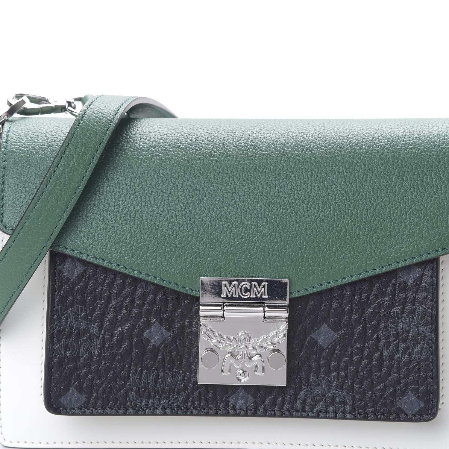 MCM Calfskin Visetos Small Patricia Crossbody Bag Eden Black 9 of 9