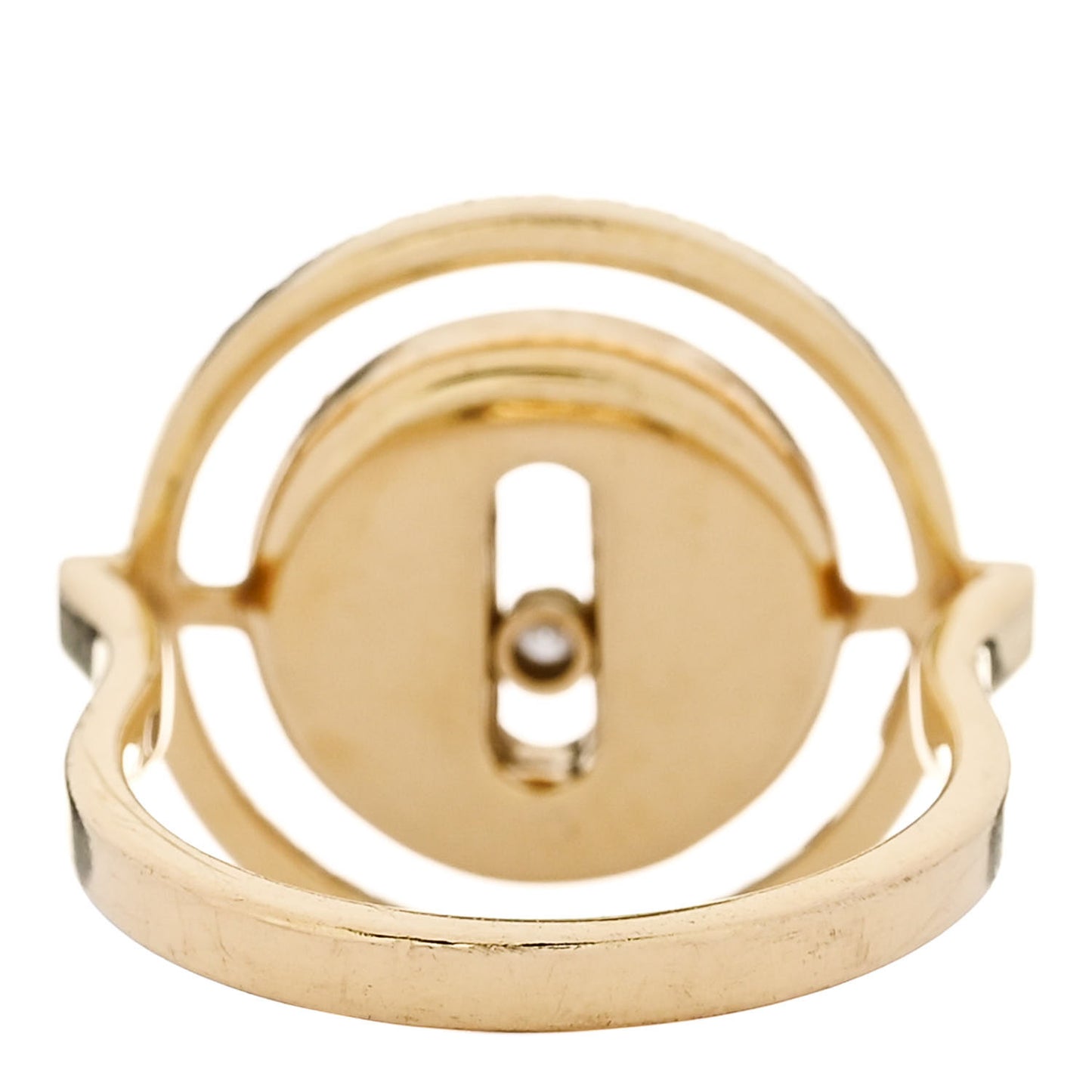 18K Yellow Gold Diamond Malachite Lucky Move Ring 49 5