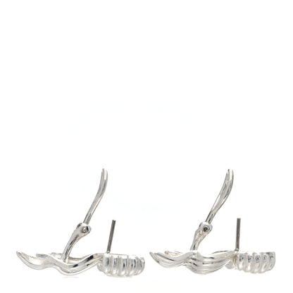 Tiffany Sterling Silver 18K Yellow Gold Bow Earrings 3 of 4