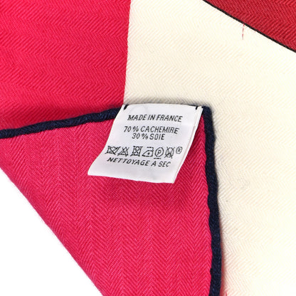 Hermes Cashmere Silk Cheval De Fete Shawl 140 Rose Vif White Multicolor 4 of 5